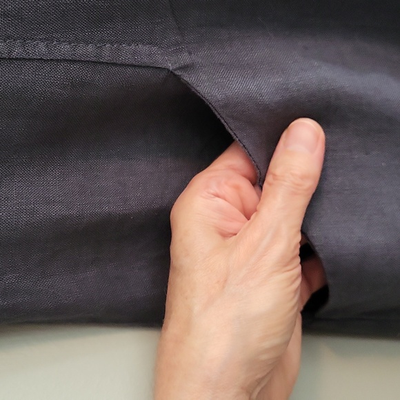 Oizini Lagenlook Linen Sleeveless Faux Wrap Dress - Slate Blue - S - Picture 5 of 10